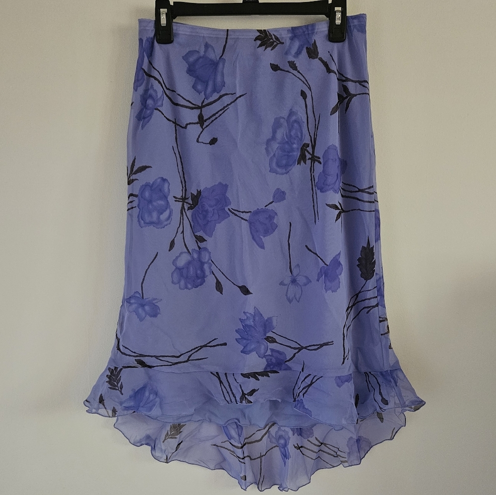 Blue High Low Midi Skirt